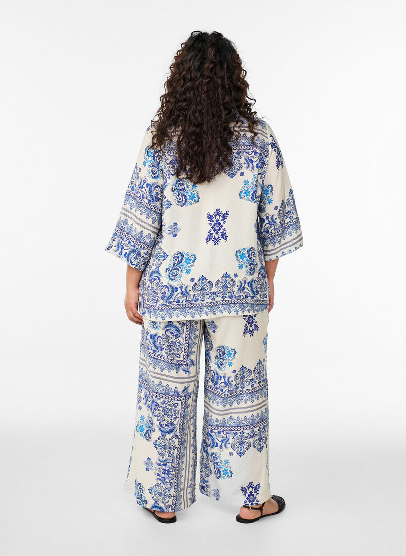 Spodnie wzorzyste, szerokie, 9991, Model image number 2