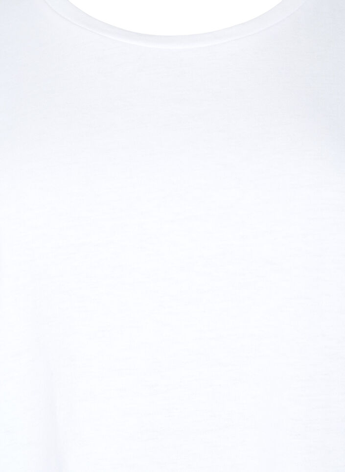T-shirt z kr&oacute;tkim rekawem w mieszance bawelny, Biały, Packshot image number 2