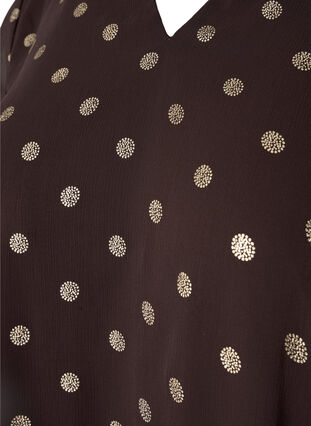 Bluzka z nadrukiem i dekoltem w szpic, Fudge/Gold Dots, Packshot image number 2