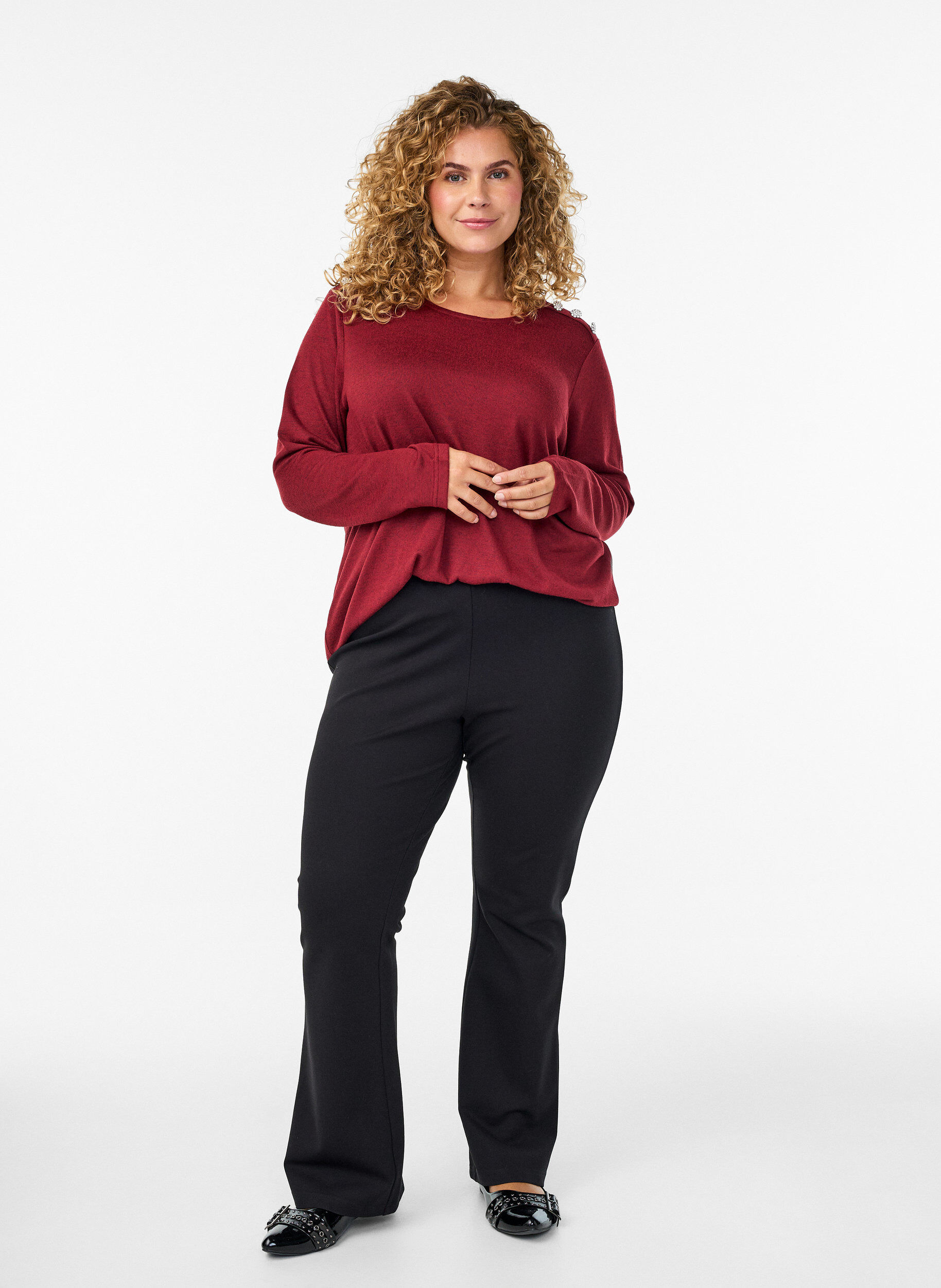 Zizzi Bluzka z ozdobnymi guzikami, Czerwony, Model image number 1