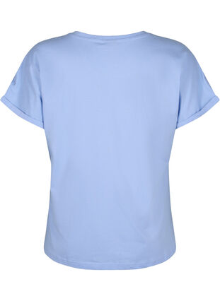 T-shirt z organicznej bawelny z haftem angielskim, Serenity, Packshot image number 1