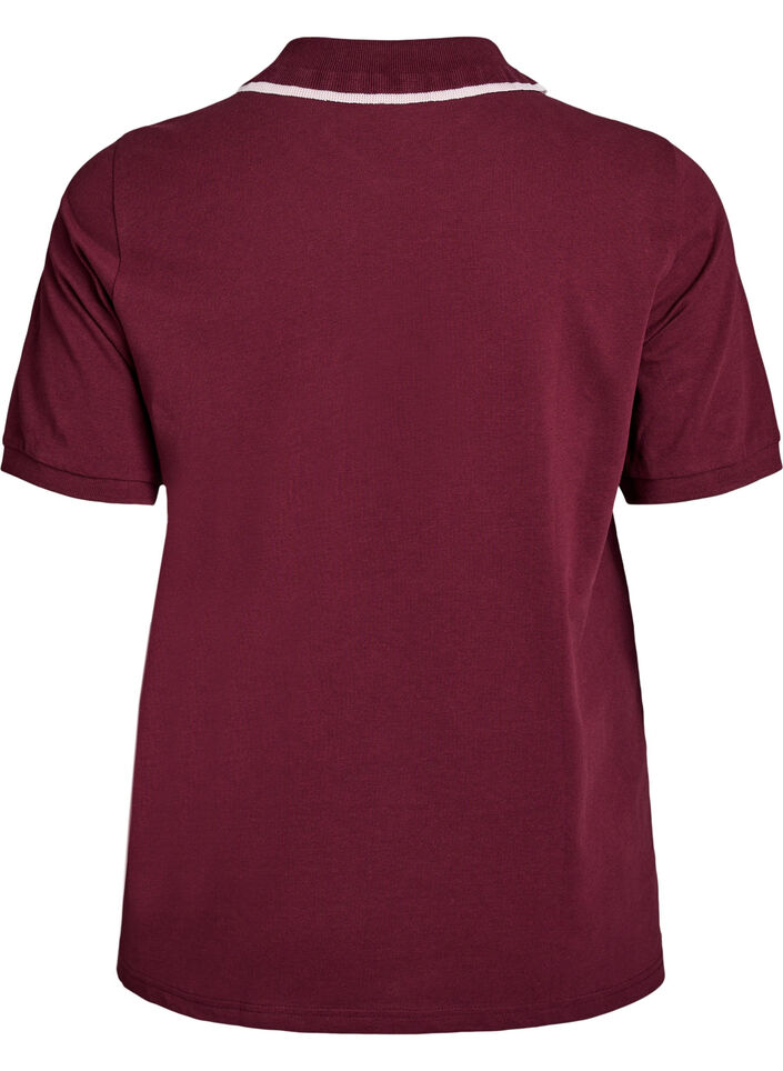 Koszulka polo z guzikami z krysztalków i falbanka, Czerwony, Packshot image number 1