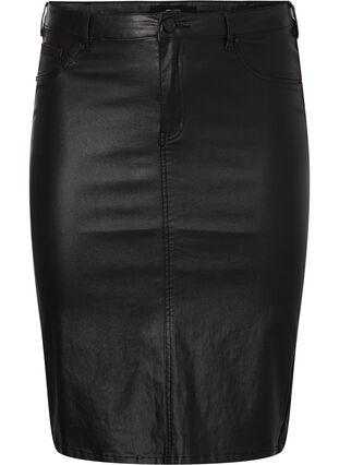 Powlekana spódnica z rozcieciem, Black, Packshot image number 0
