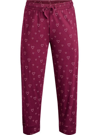 Bawelniane spodnie pizamowe z wysokim stanem, Ciemnobordowy, Model