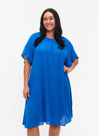Wiskozowa sukienka z krótkim rekawem, Victoria blue, Model
