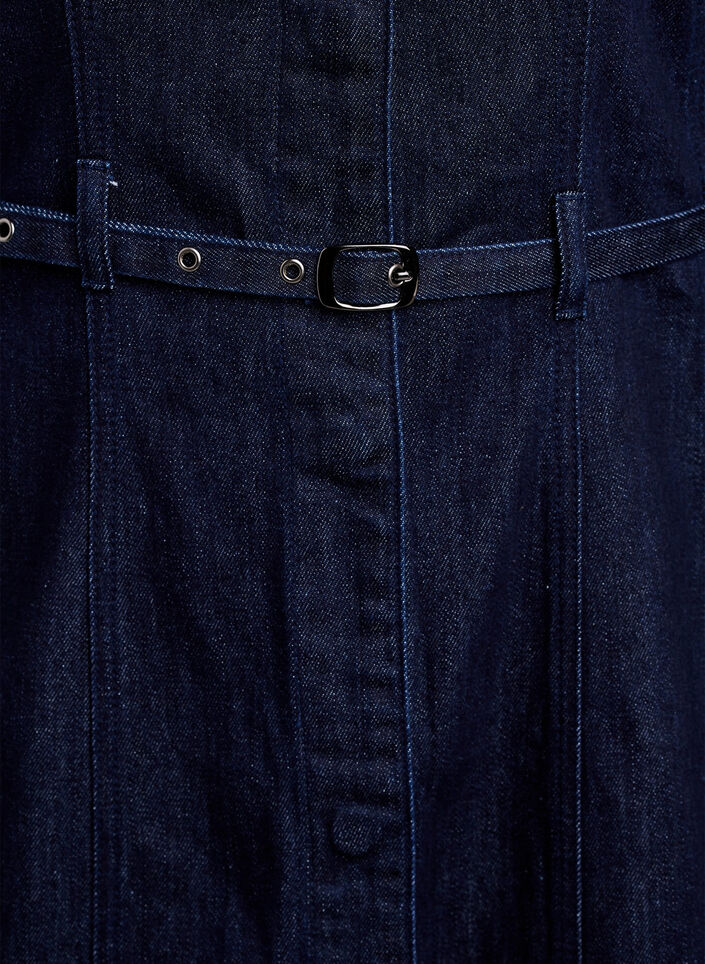 Sukienka z denimu z pasem i 3/4-sleeves, Niebieskie, Packshot image number 3