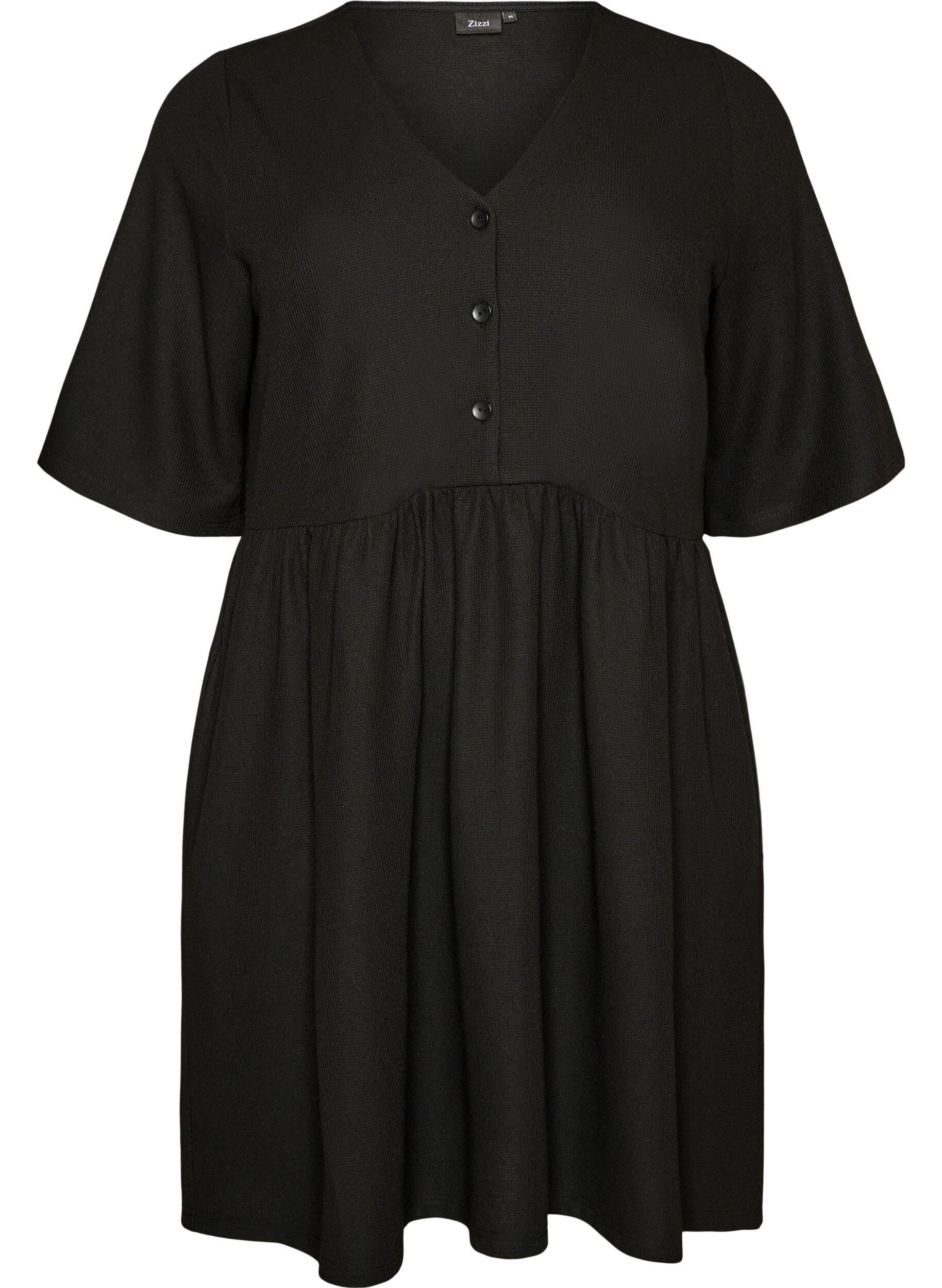 Sukienka o prazkowanej fakturze i kroju empire