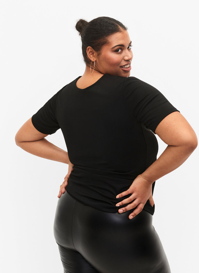 Dwustronna bluzka ze sznurkiem, Black, Model image number 1