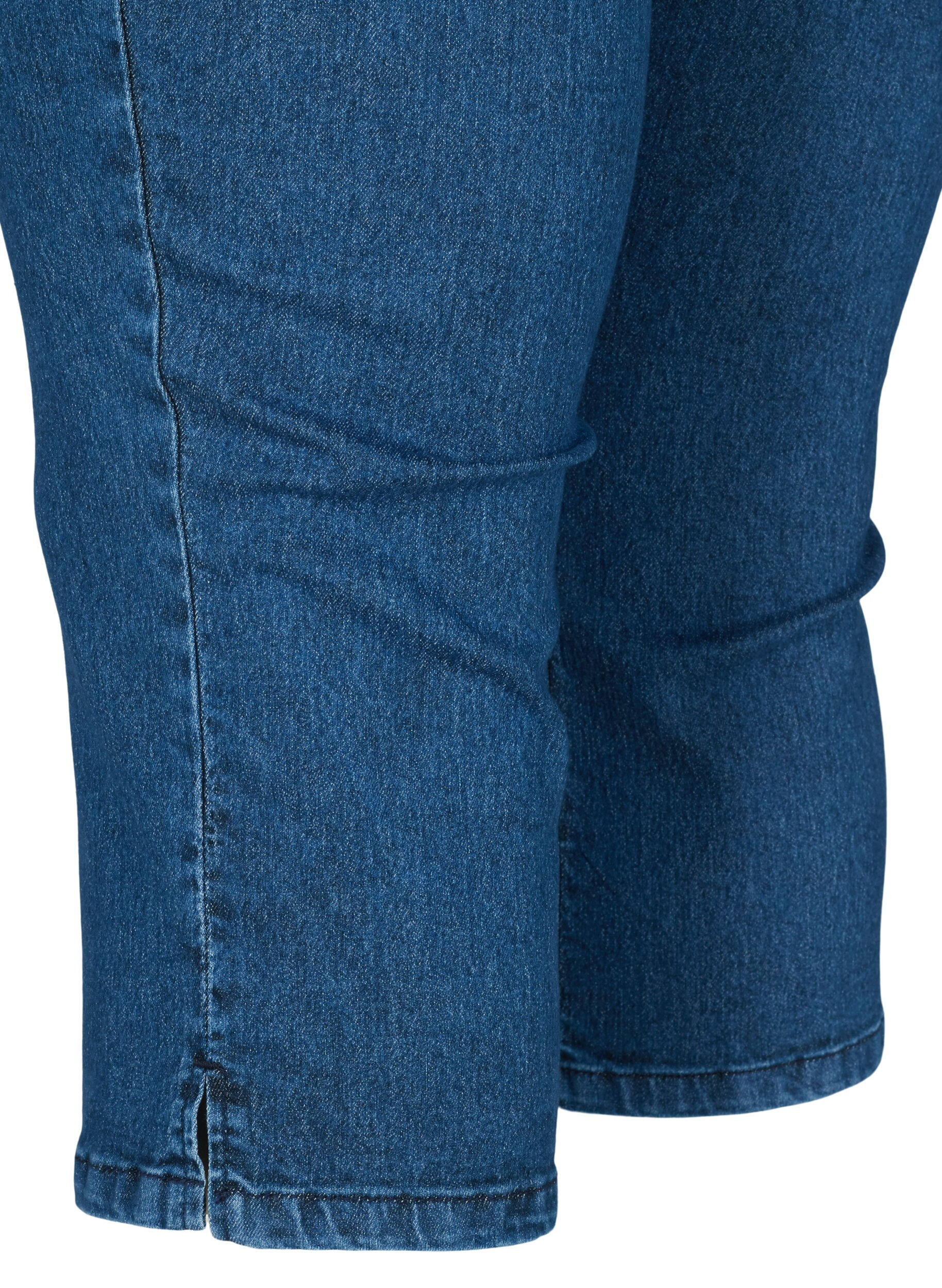 Zizzi Cotton blend capris, Dark blue denim, Packshot image number 3