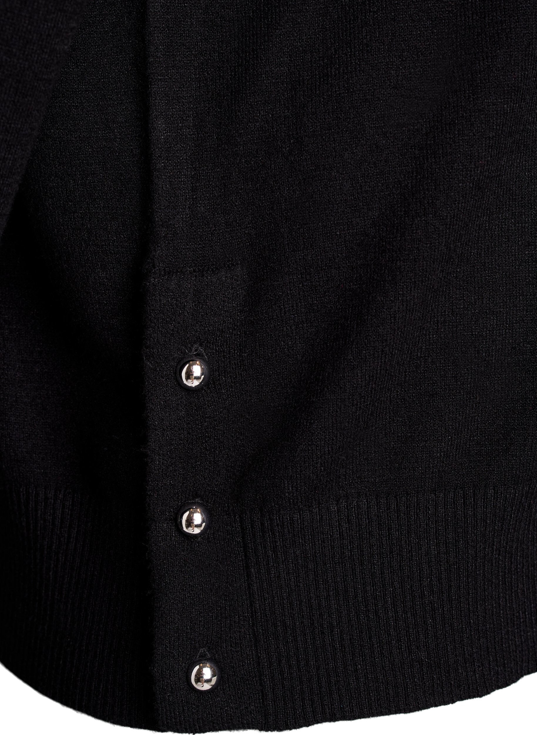 Zizzi Bluzka dzianinowa z golfem i guzikami po bokach, Czarne, Packshot image number 3