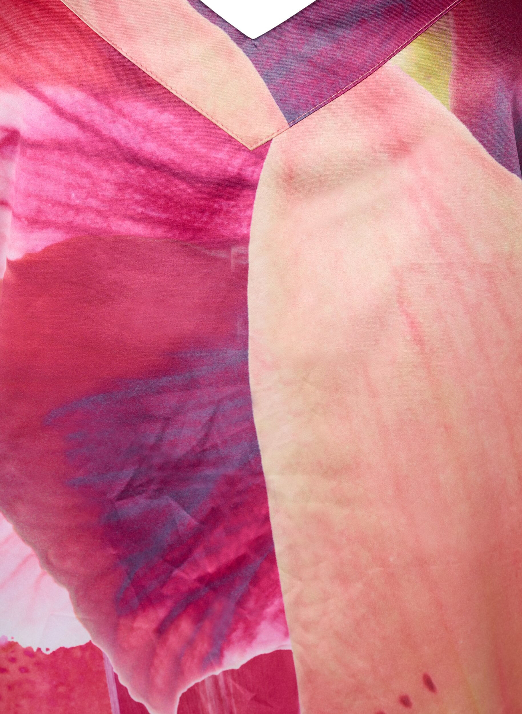 Zizzi Patterned night top, Orange Pink AOP, Packshot image number 2