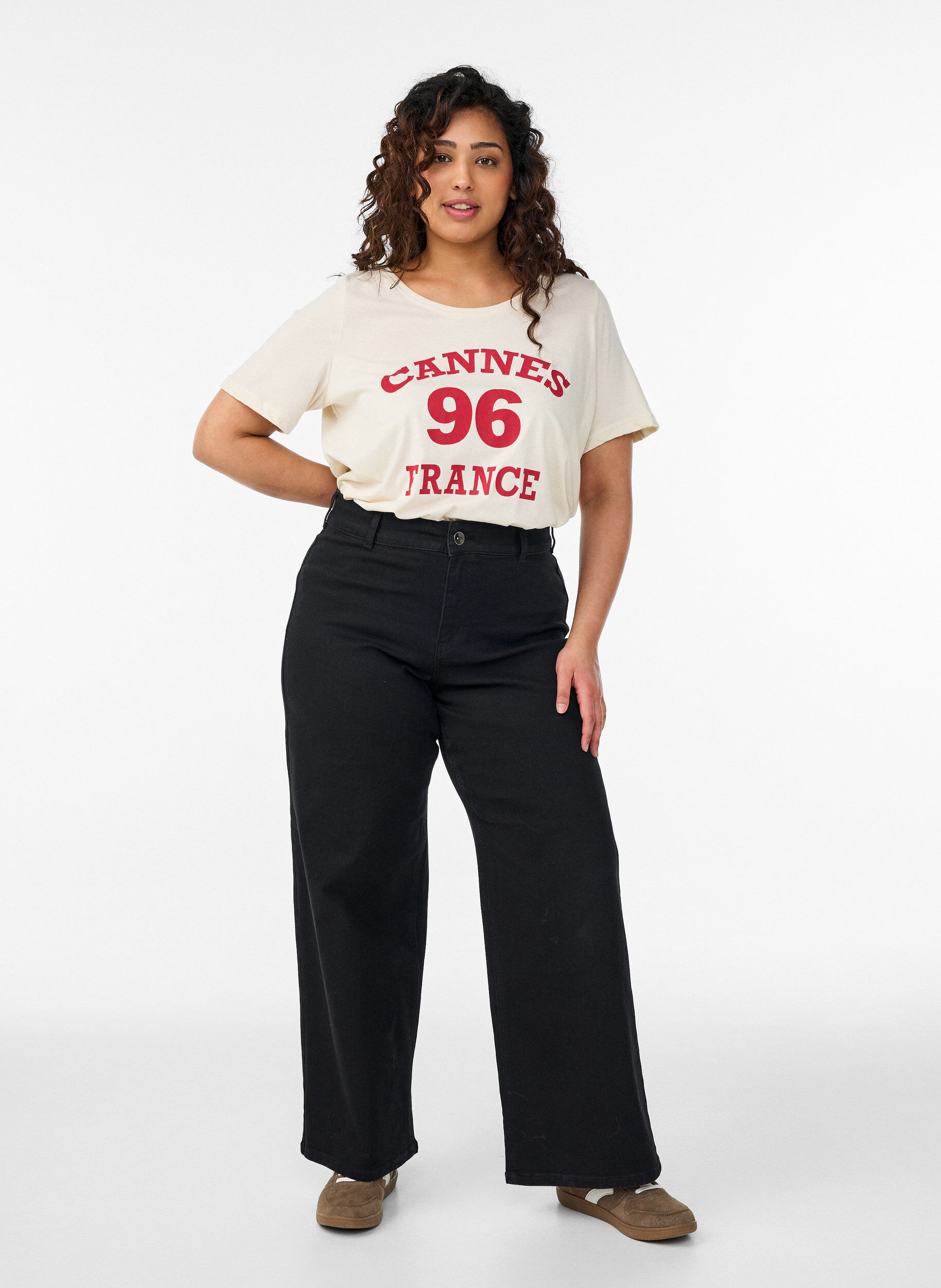 Zizzi Koszulka z nadrukiem, Biały, Model image number 1