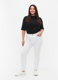 Super waskie jeansy Amy z wysokim stanem, White, Model