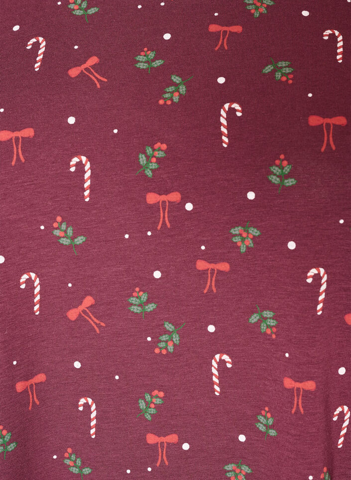 Wzorzysty top nocny, Ciemnobordowy, Packshot image number 2