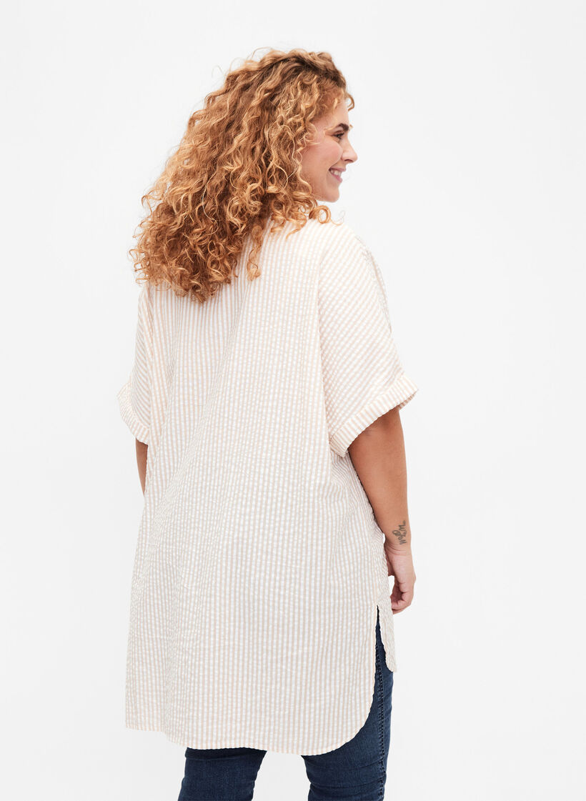 Koszula w paski z kieszeniami na piersi, Natrual/S. Stripe, Model image number 1