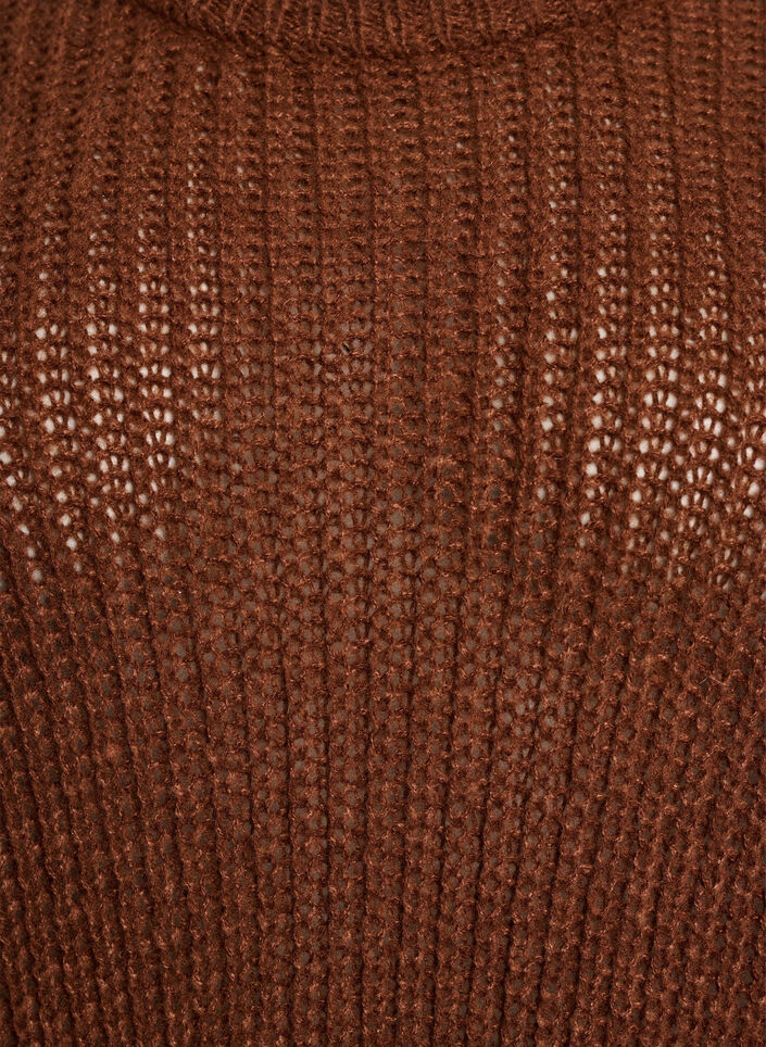 Dzianinowa bluzka z fredzlami z tylu, Brązowy, Packshot image number 2