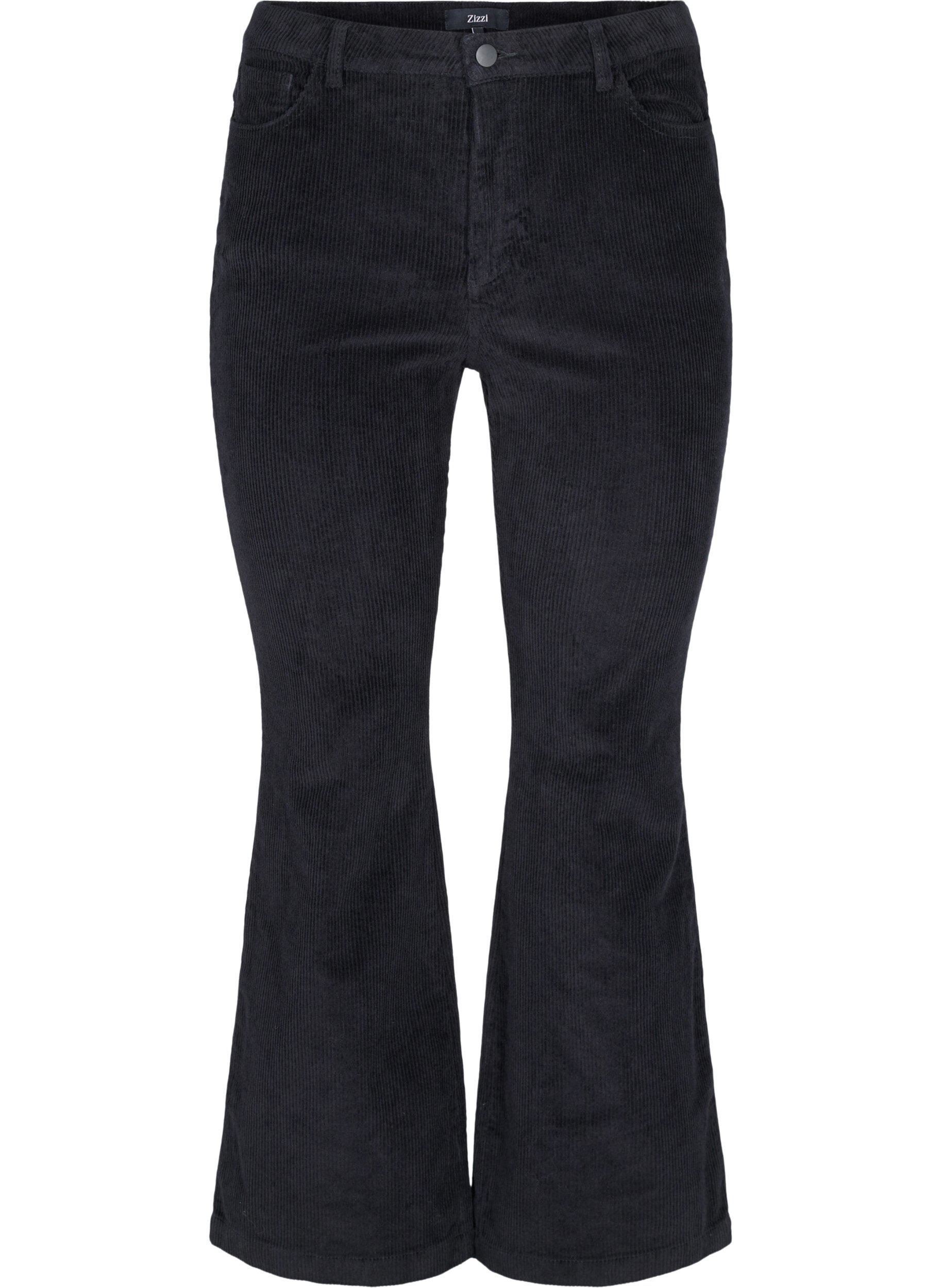 Zizzi Velvet trousers with bootcut, Black, Packshot image number 0