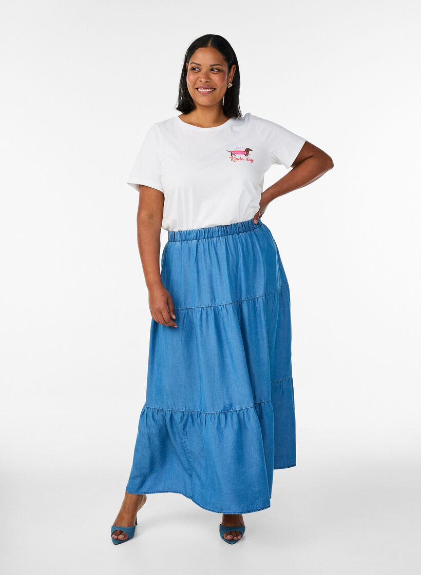 Koszulka bawelniana z nadrukiem na piersi, Biały, Model image number 1