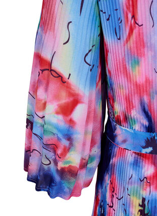 Wzorzysta plisowana sukienka z wiazaniem, Lavender Space AOP, Packshot image number 3