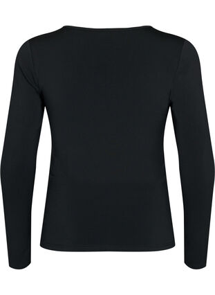 Bluzka z dekoltem w szpic i drapowaniami, Black, Packshot image number 1