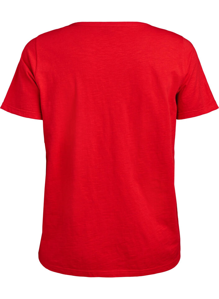 T-shirt z guzikami, Czerwony, Packshot image number 1