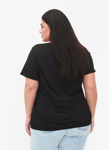 Bawelniana koszulka z krótkim rekawem i elastycznym brzegiem, Black W. Now, Model image number 1