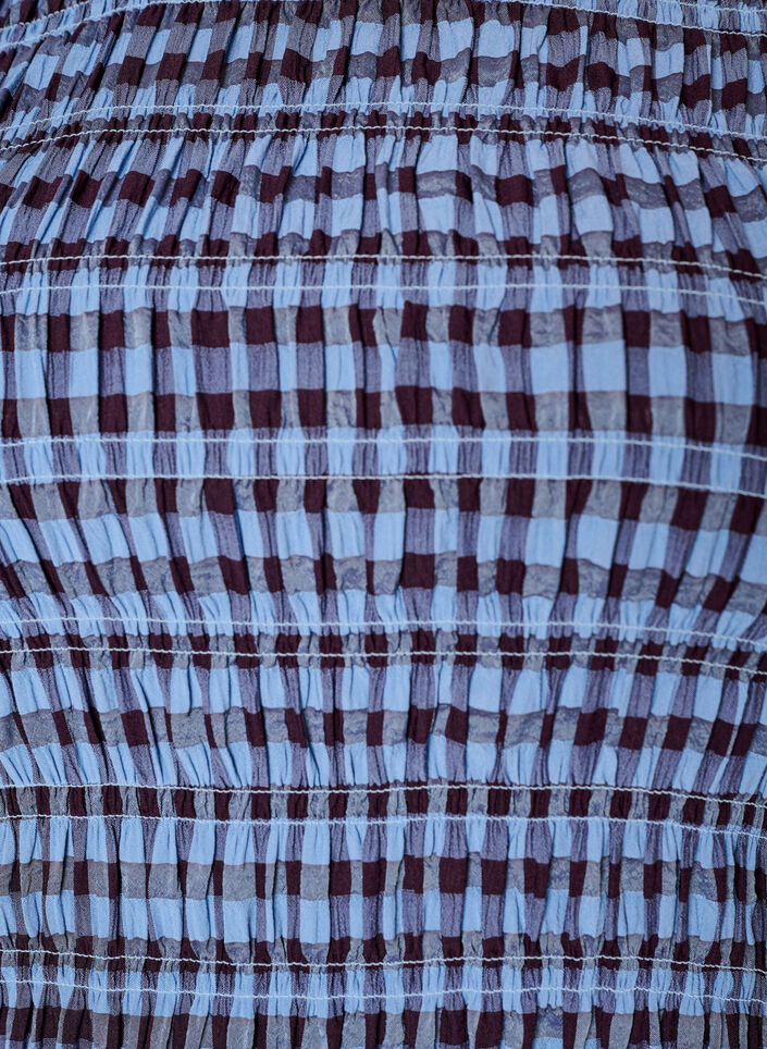 Bluzka w stylu fartuszka z kratka gingham i falbana na dole, Niebieskie, Packshot image number 2