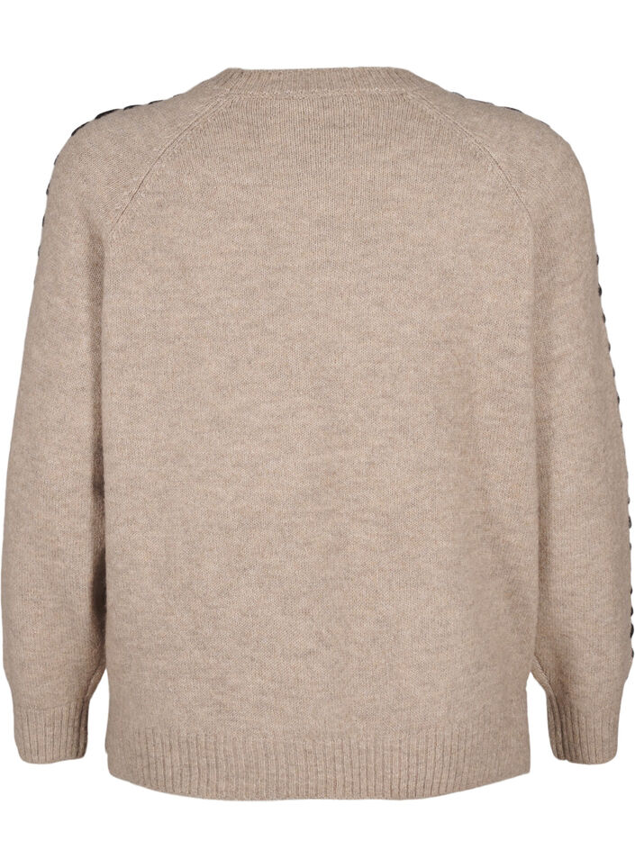 Dzianinowa bluzka z przeszyciami, Desert T.Wh.Mel.Comb, Packshot image number 1