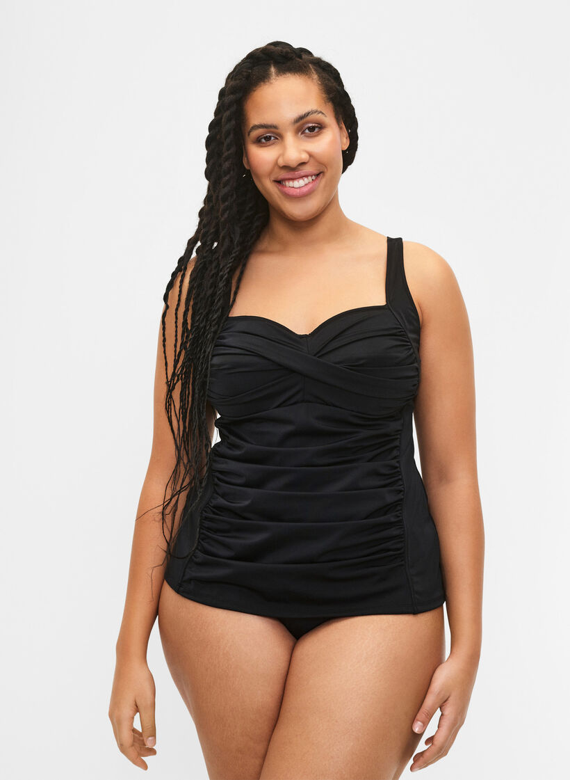 Drapowane tankini, Czarne, Model image number 1