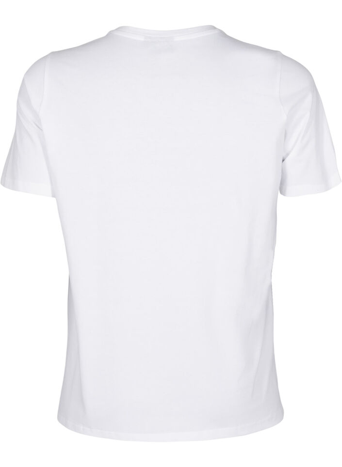 T-shirt z okraglym dekoltem i dzetami, Bright White, Packshot image number 1