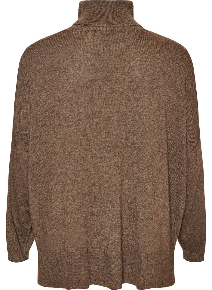 Sweter z kolnierzykiem i luznym krojem, Brązowy, Packshot image number 1