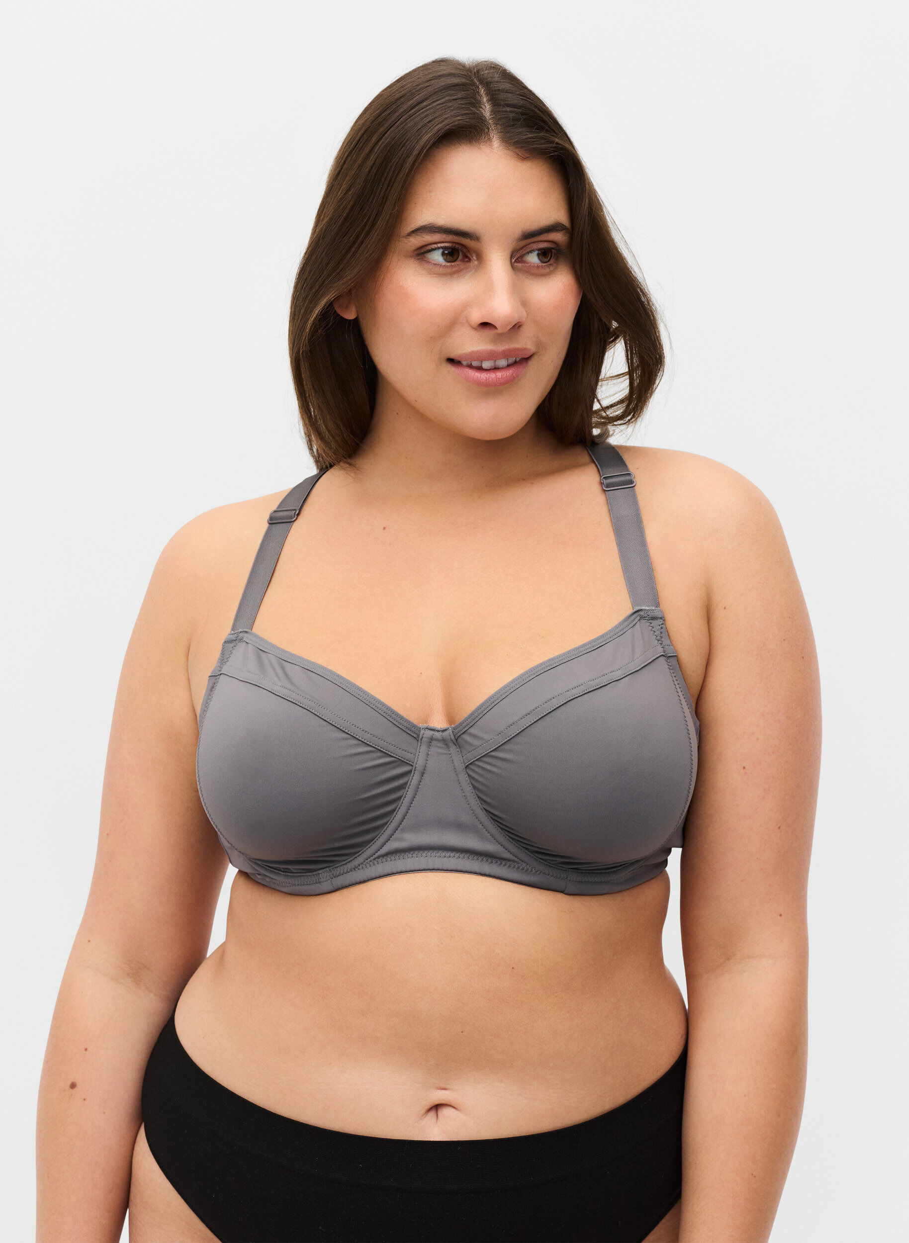 Zizzi Underwired  bra with back detail, Smoked Pearl, Model image number 0
