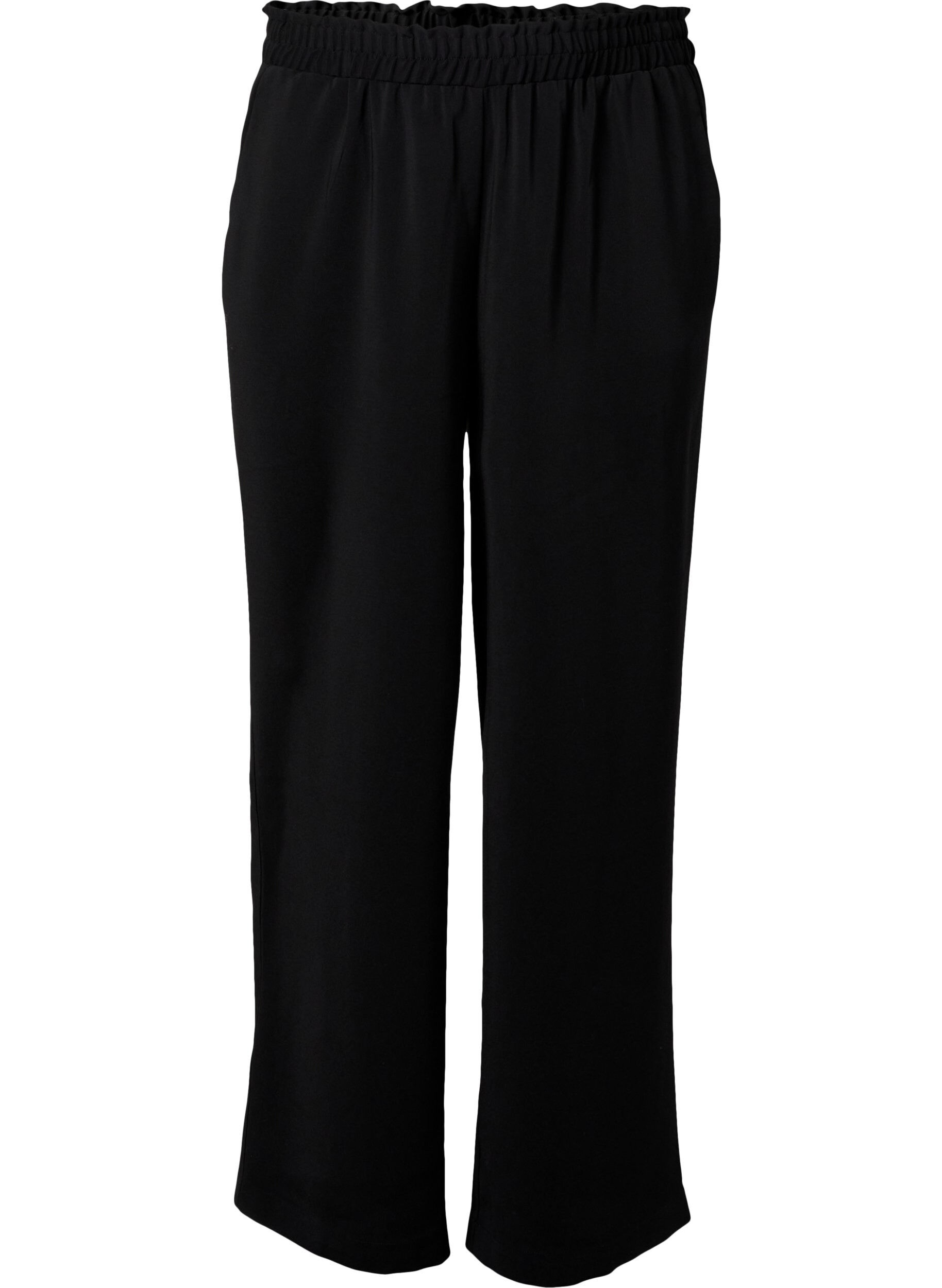 Zizzi Flared trousers with pockets, Black, Packshot image number 0