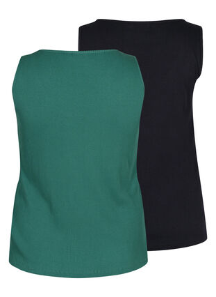 2-pack podstawowy podkoszulek w prazki, Mallard Green/Black, Packshot image number 1