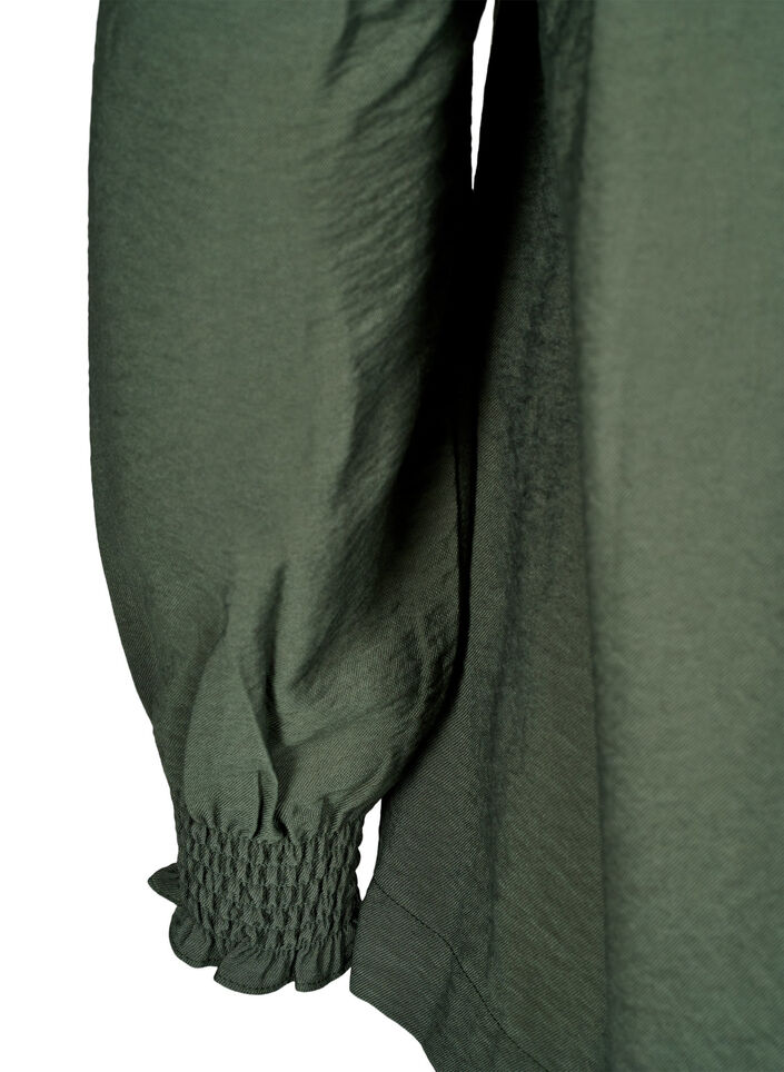 Bluzka z marszczonym kolnierzem, Zielony, Packshot image number 3