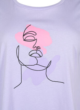 Bawelniana koszulka z okraglym dekoltem i nadrukiem, Lavender FACE, Packshot image number 2