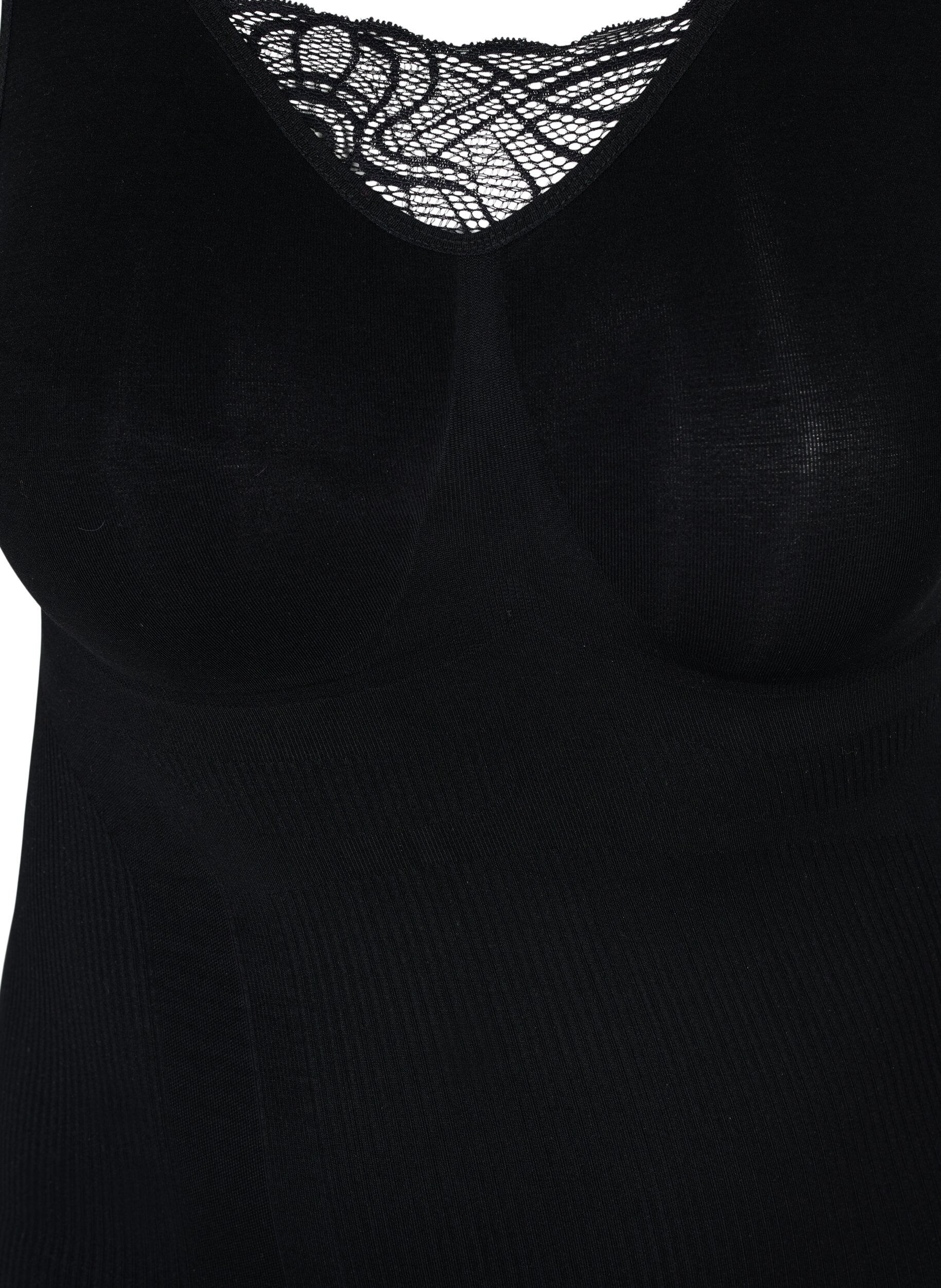 Zizzi Shapewear top with lace detail, Black, Packshot image number 2