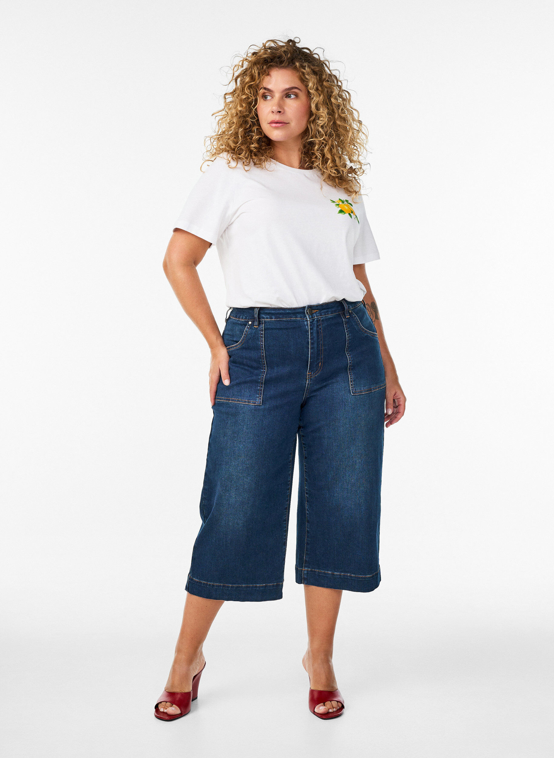 ZizziBawelna organiczna Koszulka z nadrukiem cytrusowym, Biały, Model image number 1