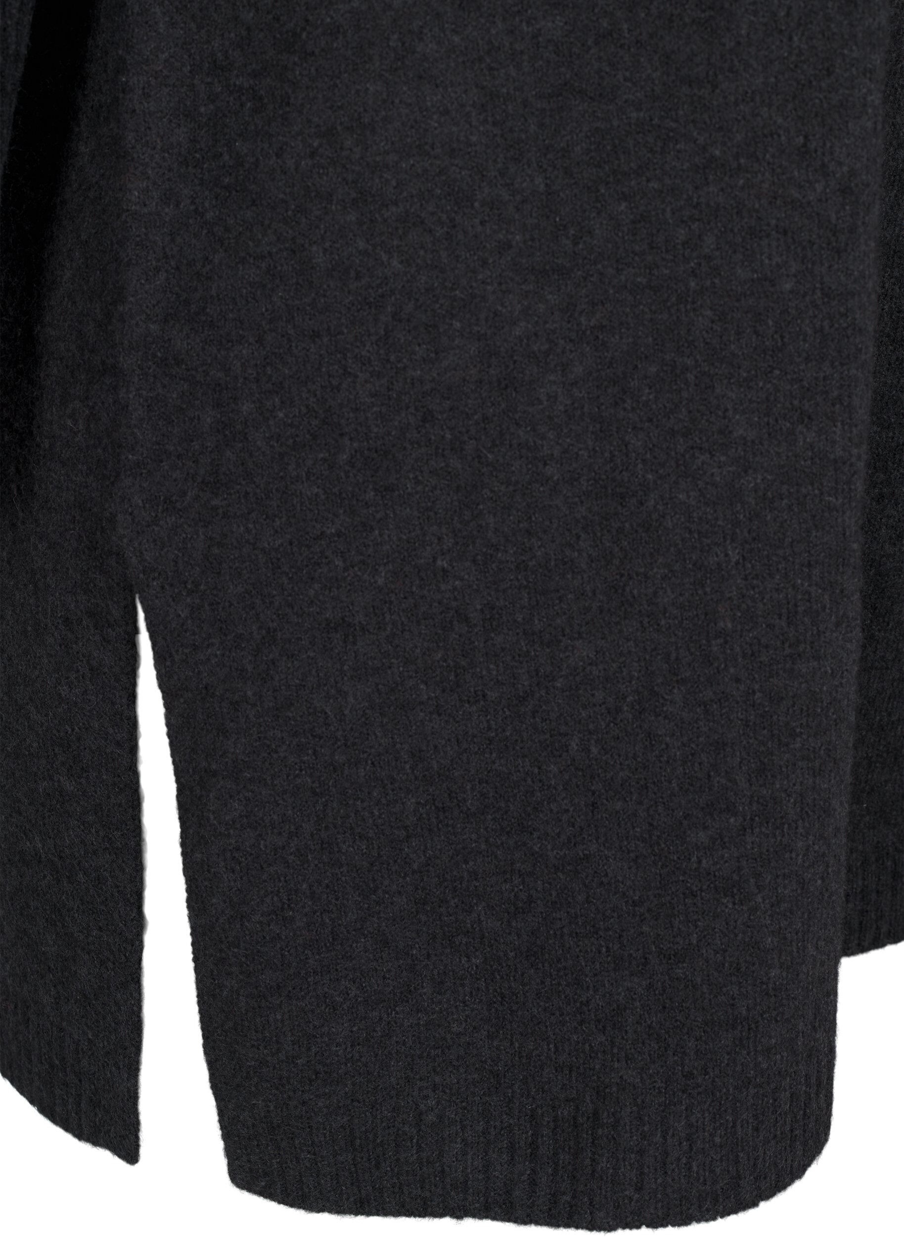 Zizzi Dluga dzianinowa bluzka z dlugimi rekawami, Dark Grey Melange, Packshot image number 3