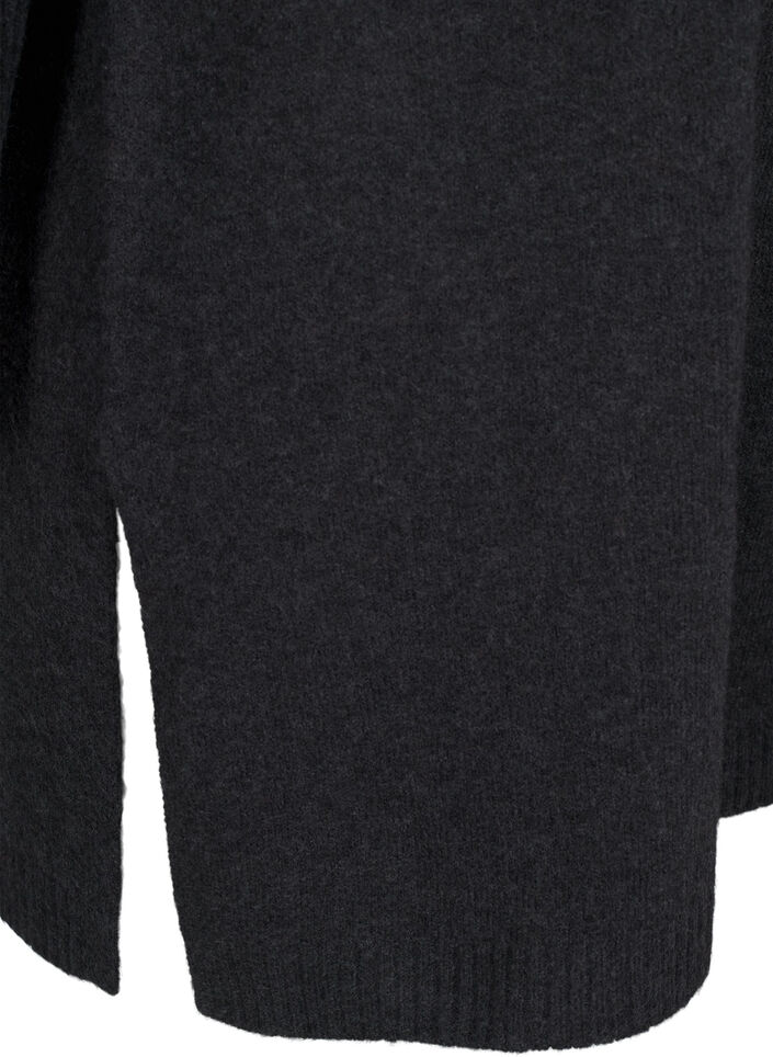 Dluga dzianinowa bluzka z dlugimi rekawami, Dark Grey Melange, Packshot image number 3