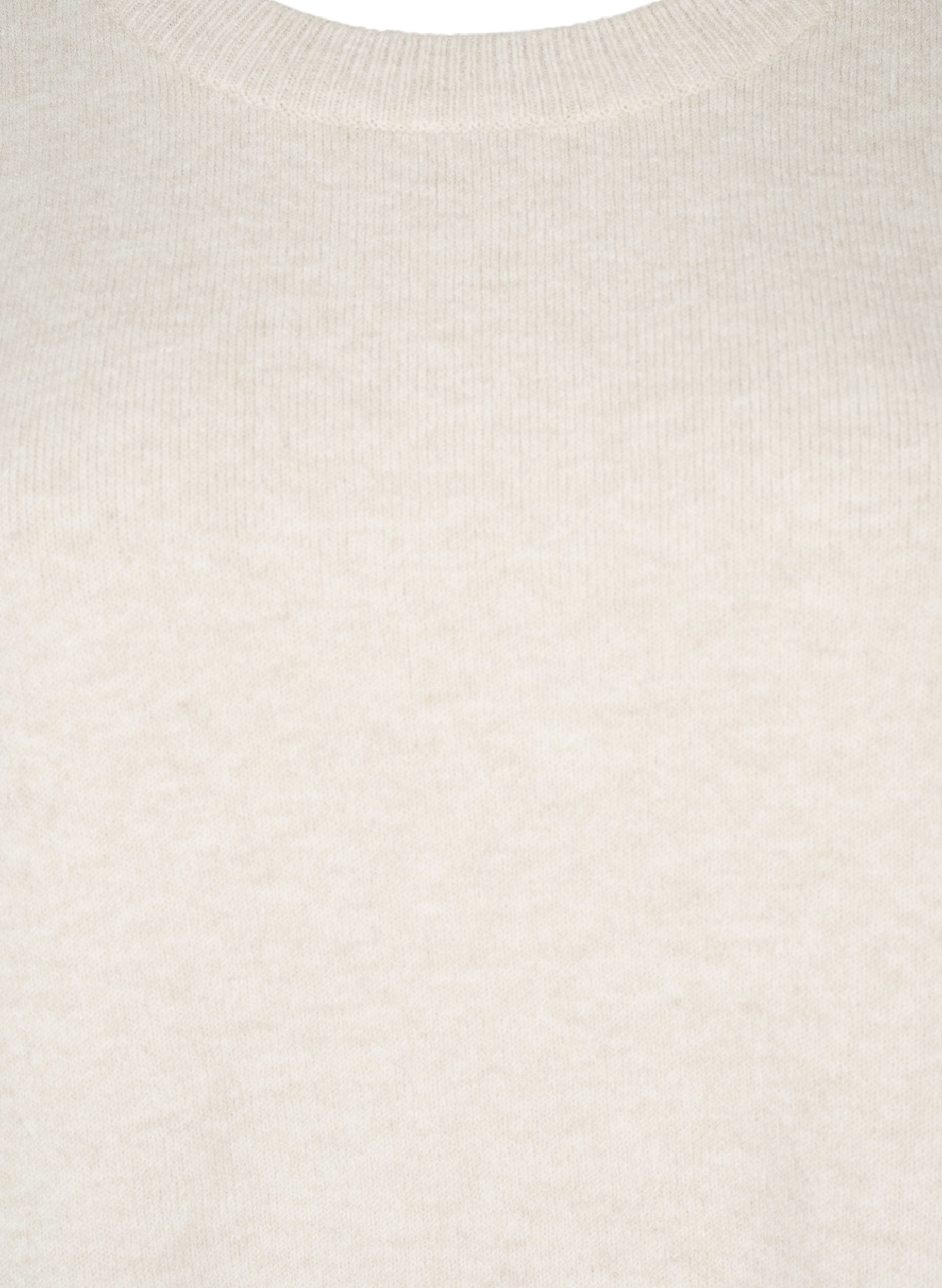 Zizzi Sweter z dlugim rekawem i okraglym dekoltem, Pumice Stone Mel., Packshot image number 2