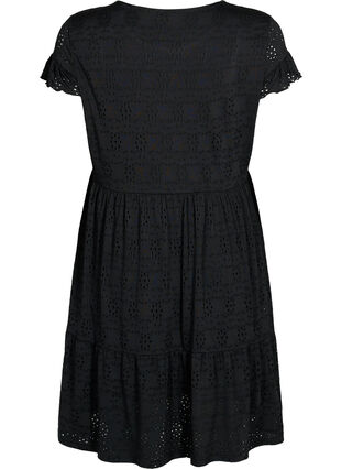 Sukienka ciazowa z funkcja karmienia, ozdobiona haftem angielskim, Black, Packshot image number 1