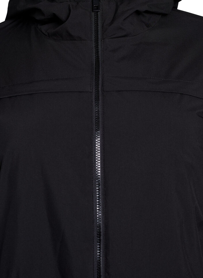 Lekka wyscielana kurtka z kapturem, Czarne, Packshot image number 2
