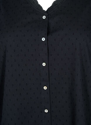Strukturalna bluzka koszulowa z angielskim haftem, Black, Packshot image number 2