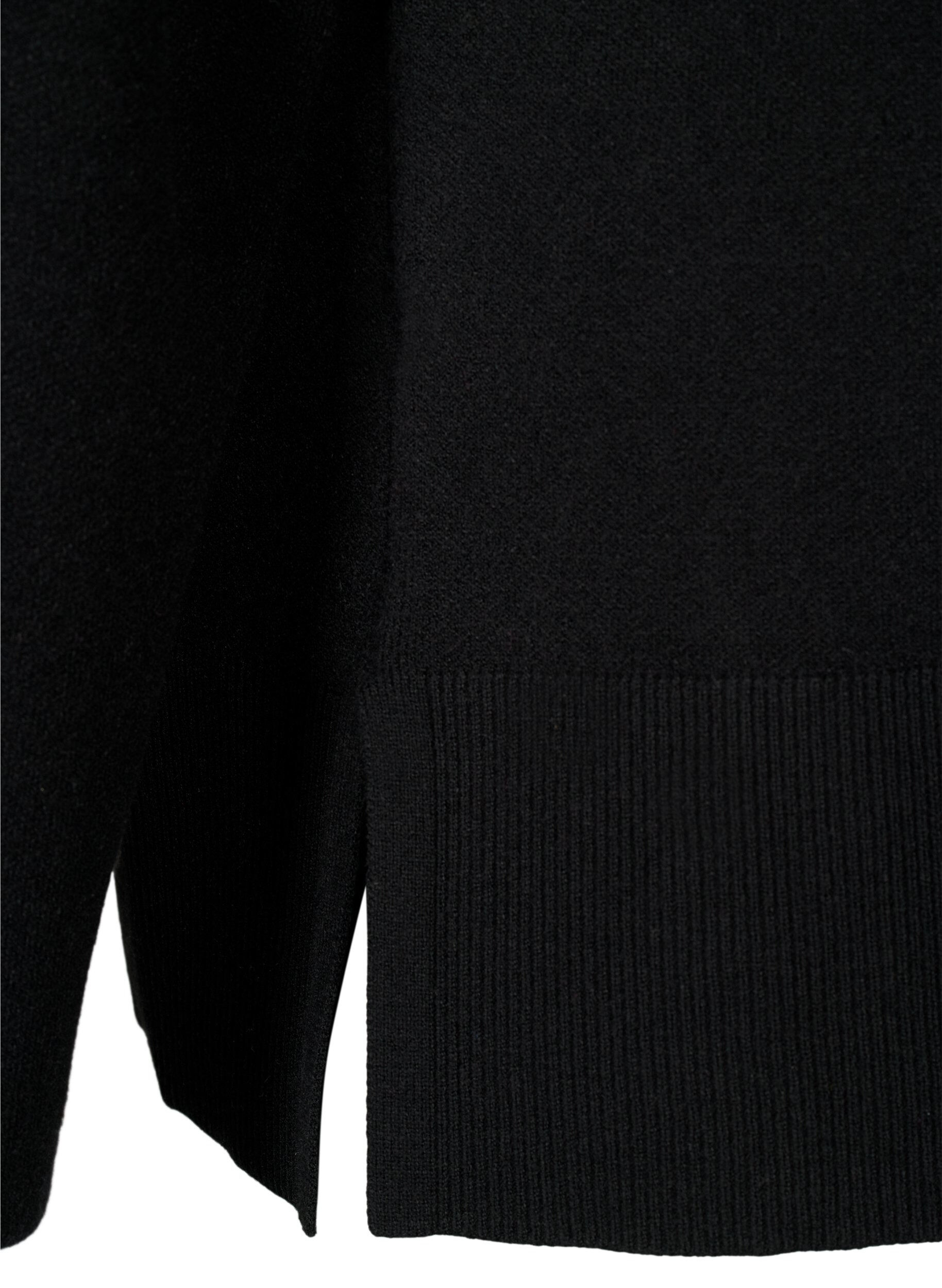 Zizzi Sweter z mieszanki wiskozy z rozcieciem z boku, Black, Packshot image number 3