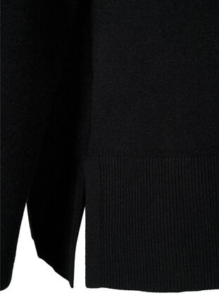 Sweter z mieszanki wiskozy z rozcieciem z boku, Black, Packshot image number 3