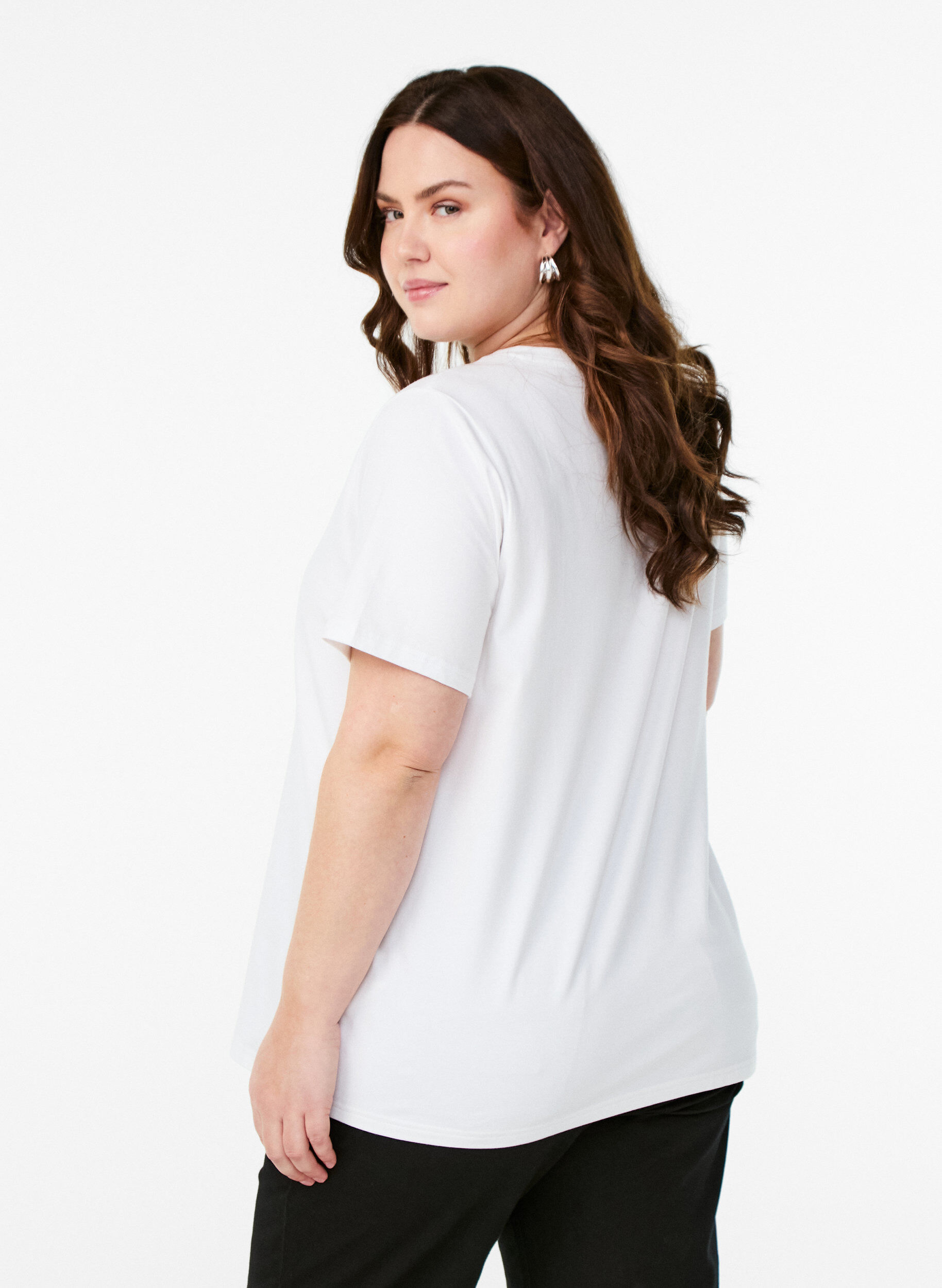 Zizzi Koszulka z bawelny organicznej z kwiatowym nadrukiem, B. White w. Rose, Model image number 1