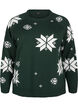 Dzianinowy sweter w platki sniegu, Zielony, Packshot image number 0