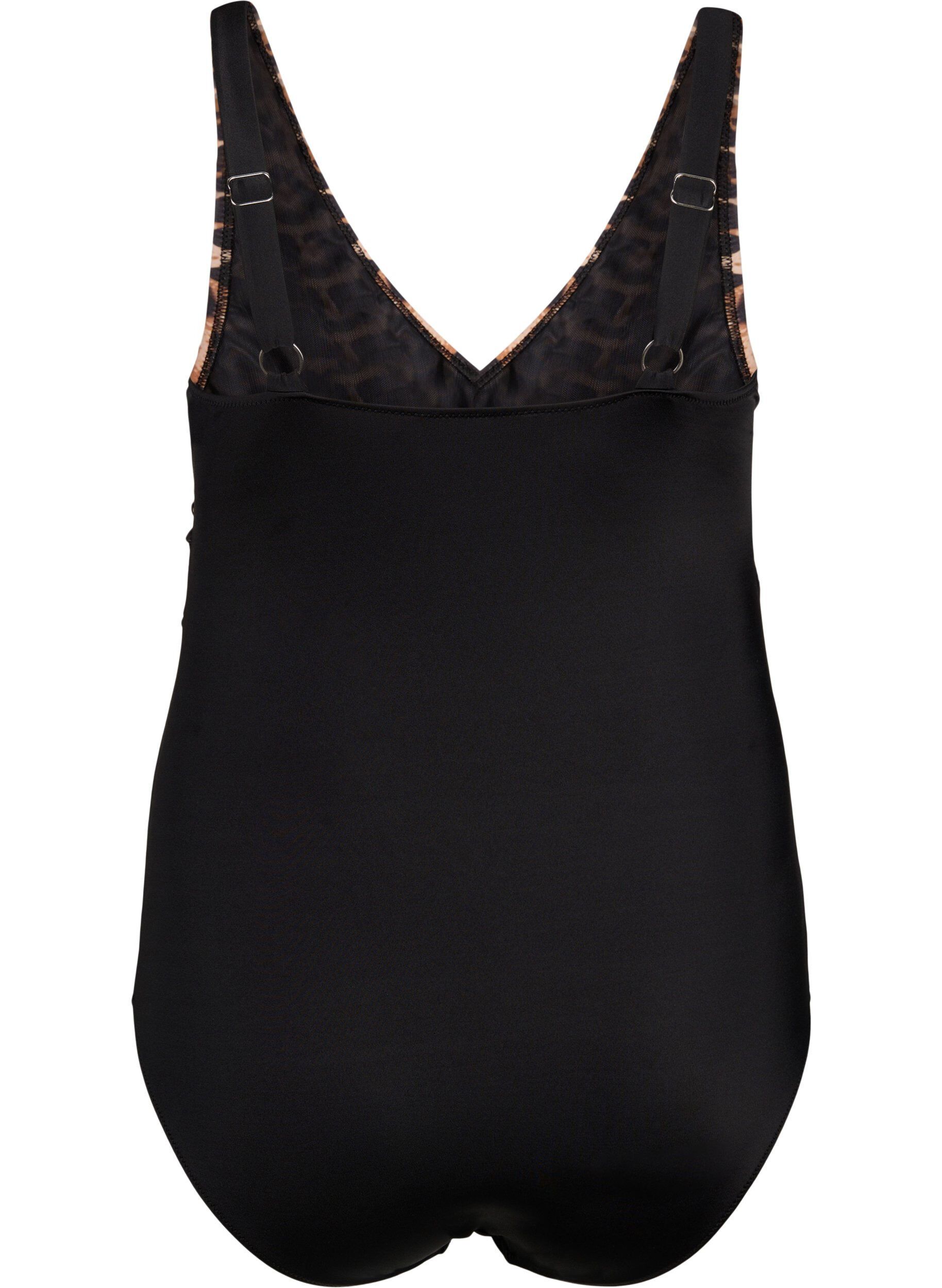 Zizzi Str&oacute;j kapielowy z fiszbinami i regulowanymi ramiaczkami, Black Leopard, Packshot image number 1