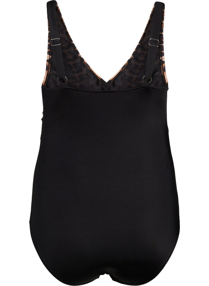 Strój kapielowy z fiszbinami i regulowanymi ramiaczkami, Black Leopard, Packshot image number 1